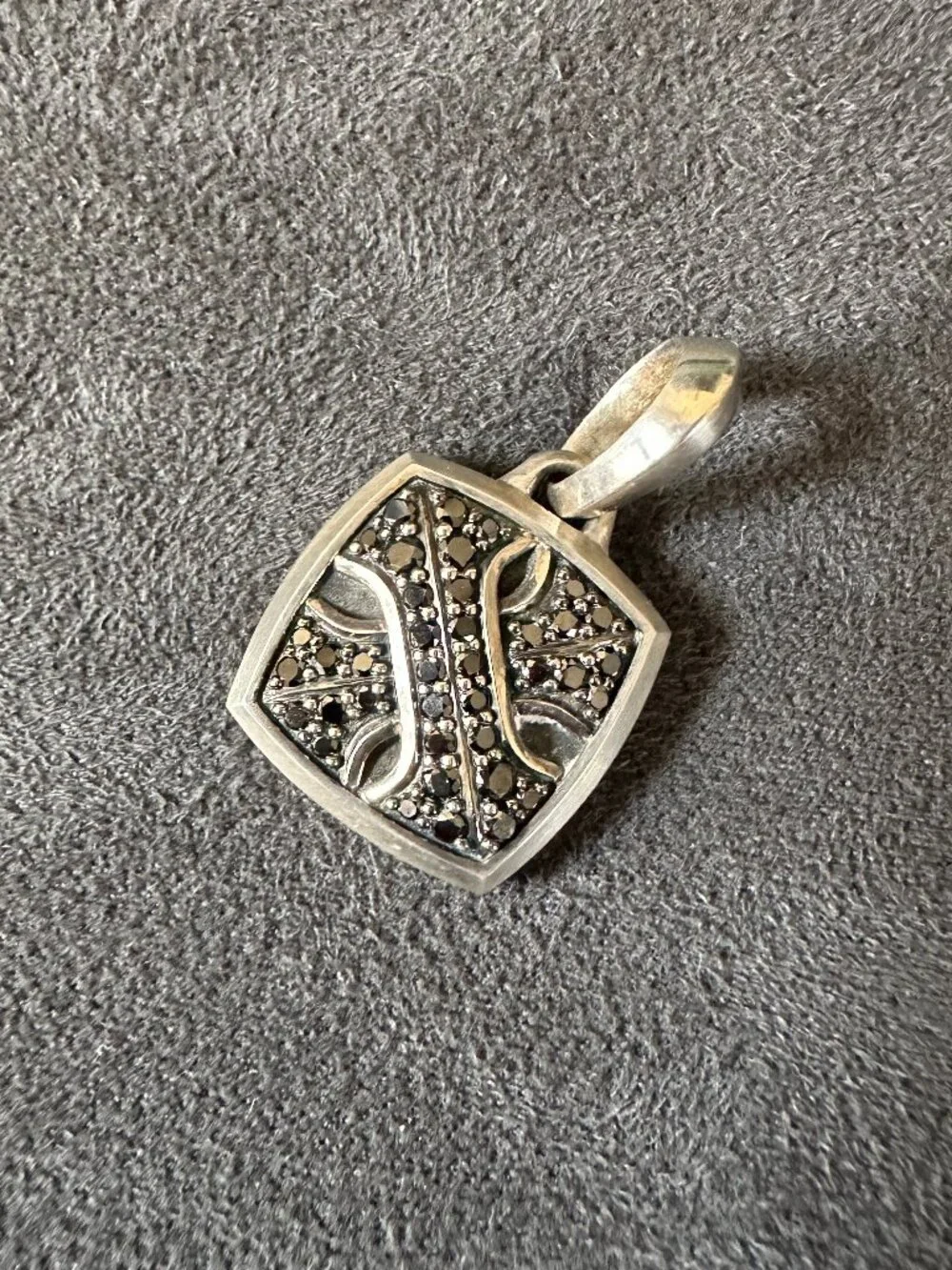 David Yurman Armory Amulet Pendant w/ Pavé Black Diamonds & Sterling Silver RARE